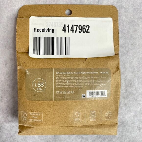 allbirds Anytime Bra Womens Size XL Purple Organic Cotton Bralette Wireless NEW! - Picture 6 of 7